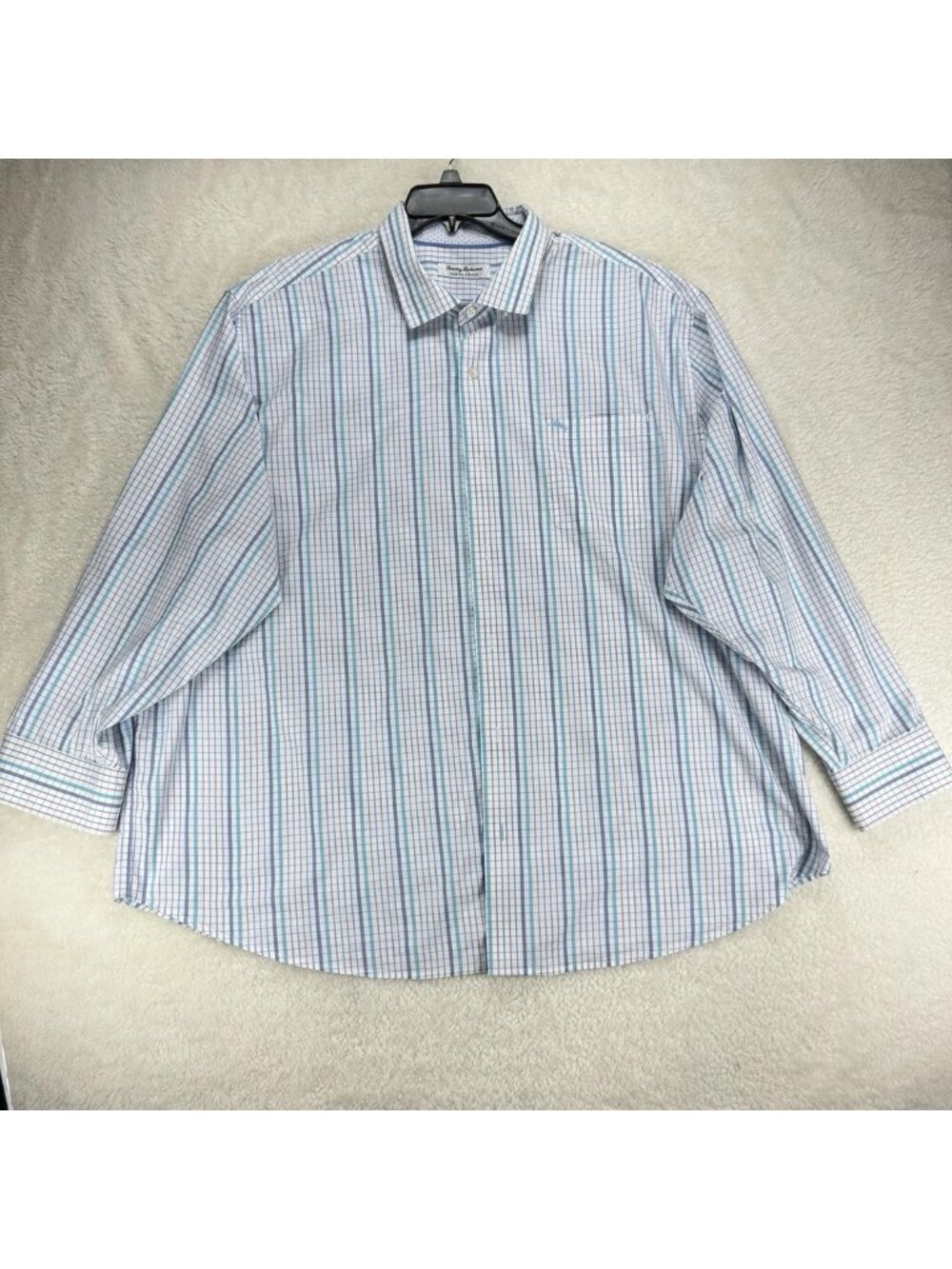 Tommy Bahama Sarasota Stretch Men's Long Sleeve Blue Check 3XL No Tags “Read”